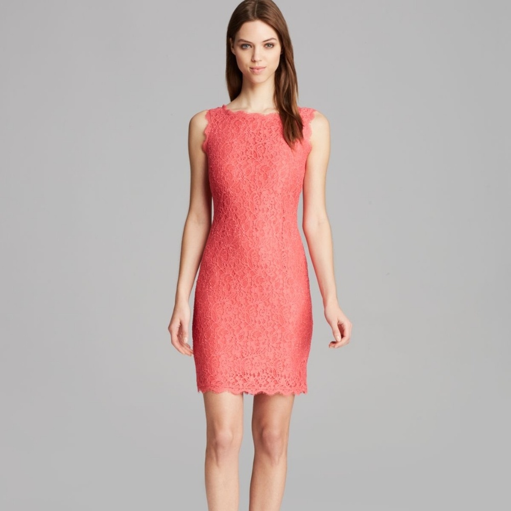 Adrianna Papell Coral Lace Sleeveless Mini Dress